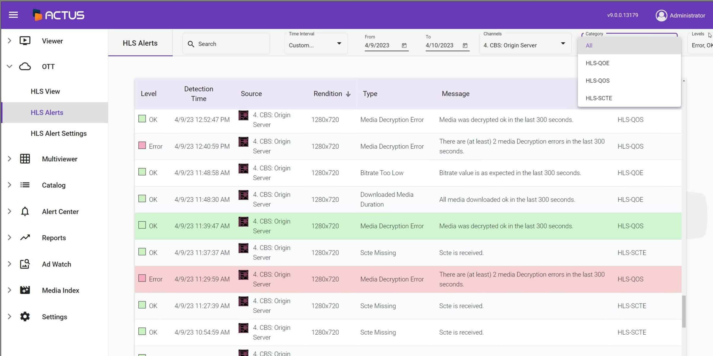 Actus HLS Alerts